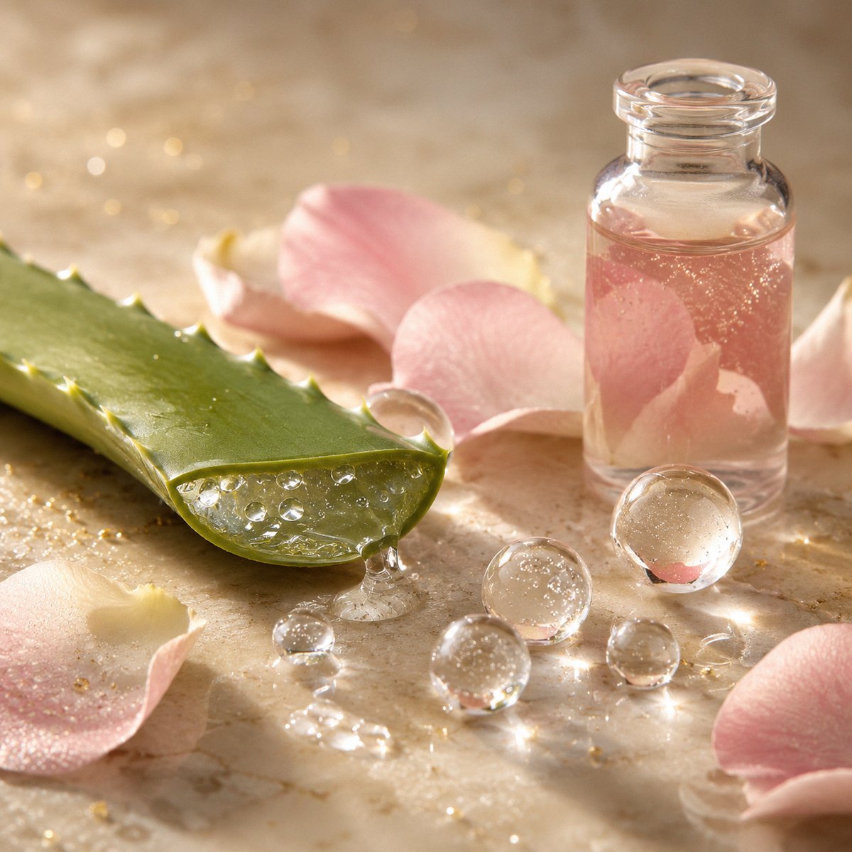 Ingredients du Serum Doudou Cocoon : aloe vera, eau de rose, acide hyaluronique